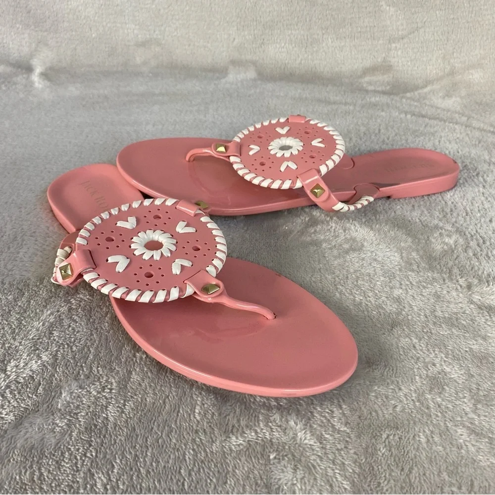 Jack Rogers Georgica Womens Flip Flop Sandals Size 9 Rose Pink White Jelly